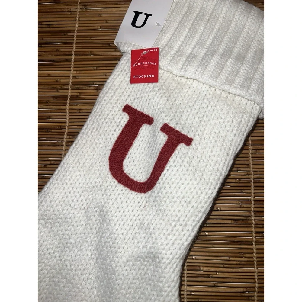 Wondershop White Knit Monogram Christmas Stocking 18